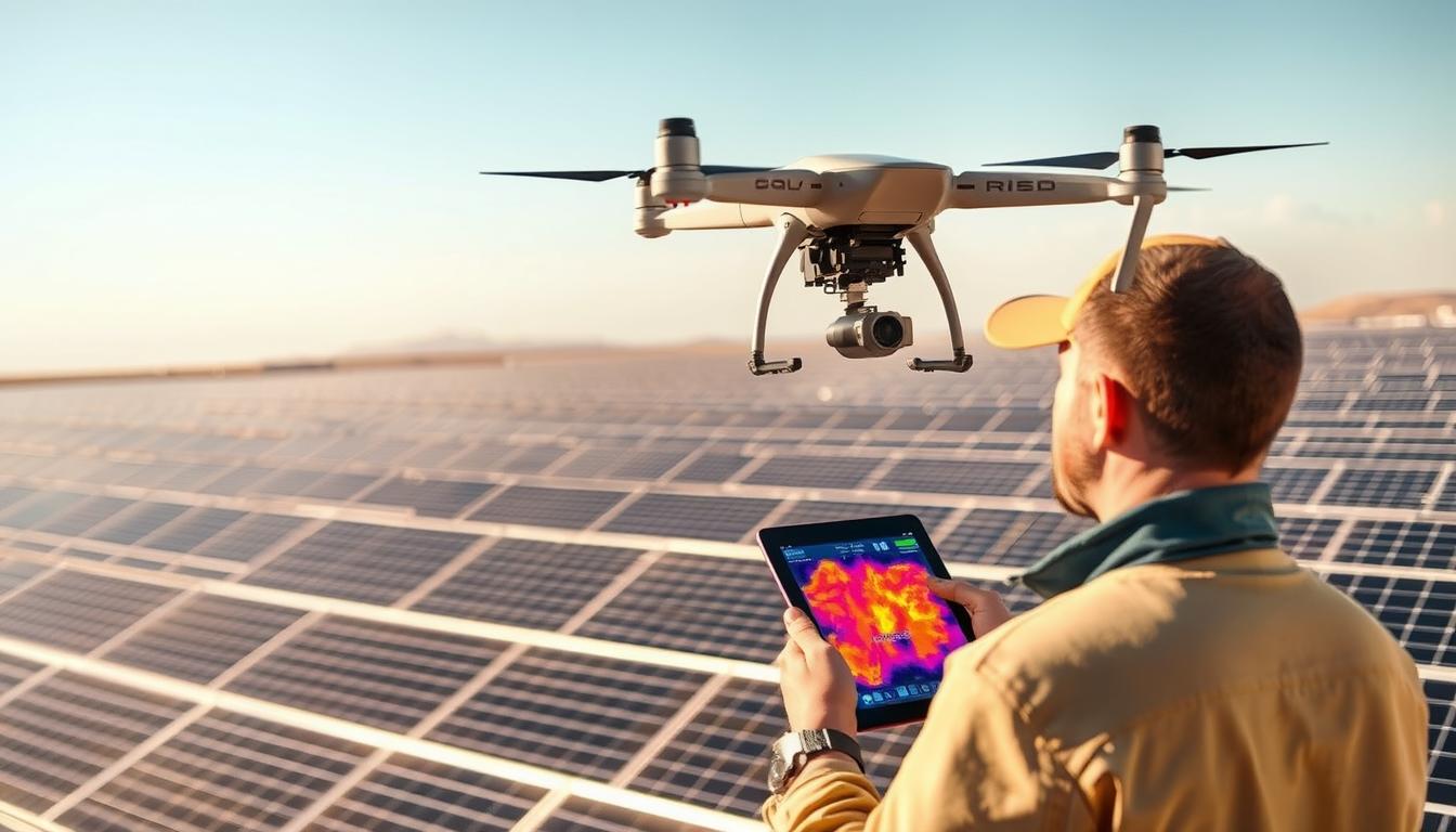 drone, solar farm, thermogrpahy